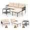 3-Piece Outdoor Sectional Patio Set Black PE Rattan Loveseat & Lounge Sofa with Cushions